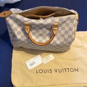 AUTHENTIC LOUIS VUITTON SPEEDY 30 Damier Azur - like new